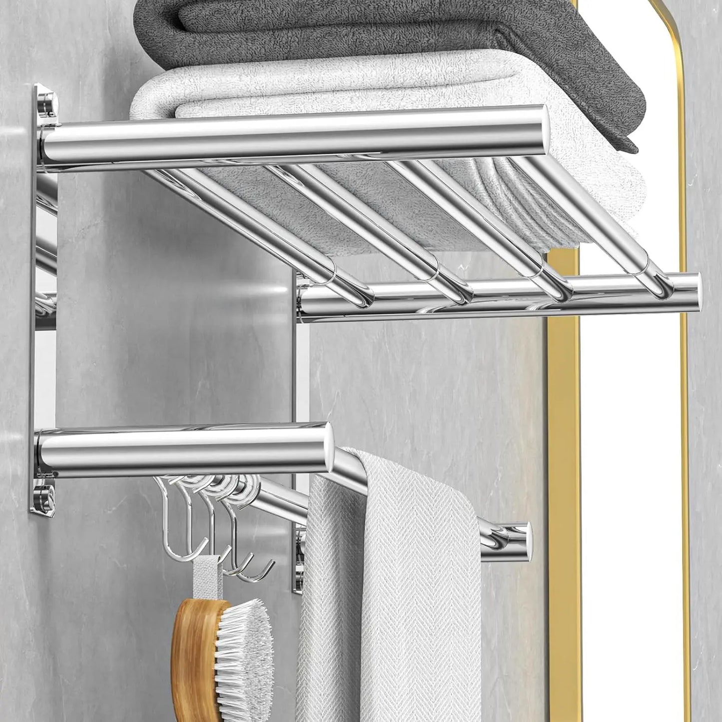 Towel Bar for Bathroom Wall Mount17-30.7inch Adhesive Shower Towel Rack Stainless Steel