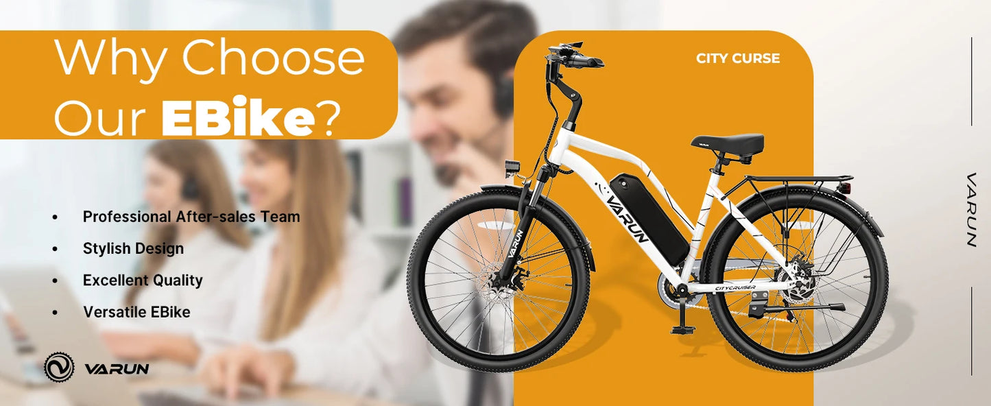 VARUN CITY CRUISER Electric Bicycle 500W Motor Adult E-Bike 48V 7.8AH Battery Women Electric Bike 26 lnch Tire Mountain E-Bike