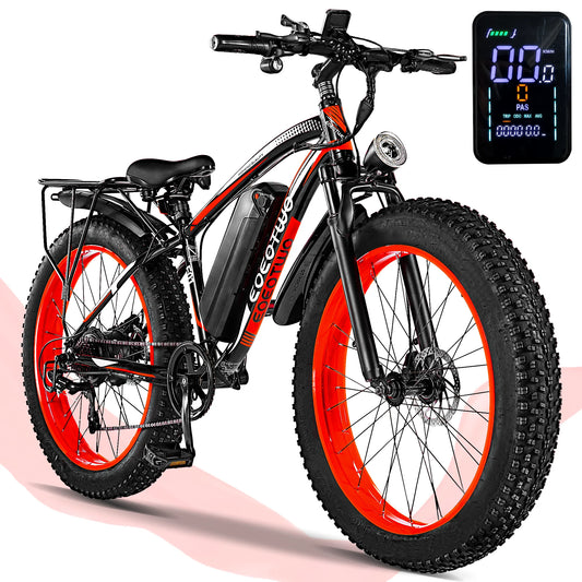 EOEOTWO E01 Electric Bike Adult 26" Fat Tire 1500W Peak Motor Electric Bicycle 34Mph Mountain E Bike 60Mile Range 48V15AH E Bike