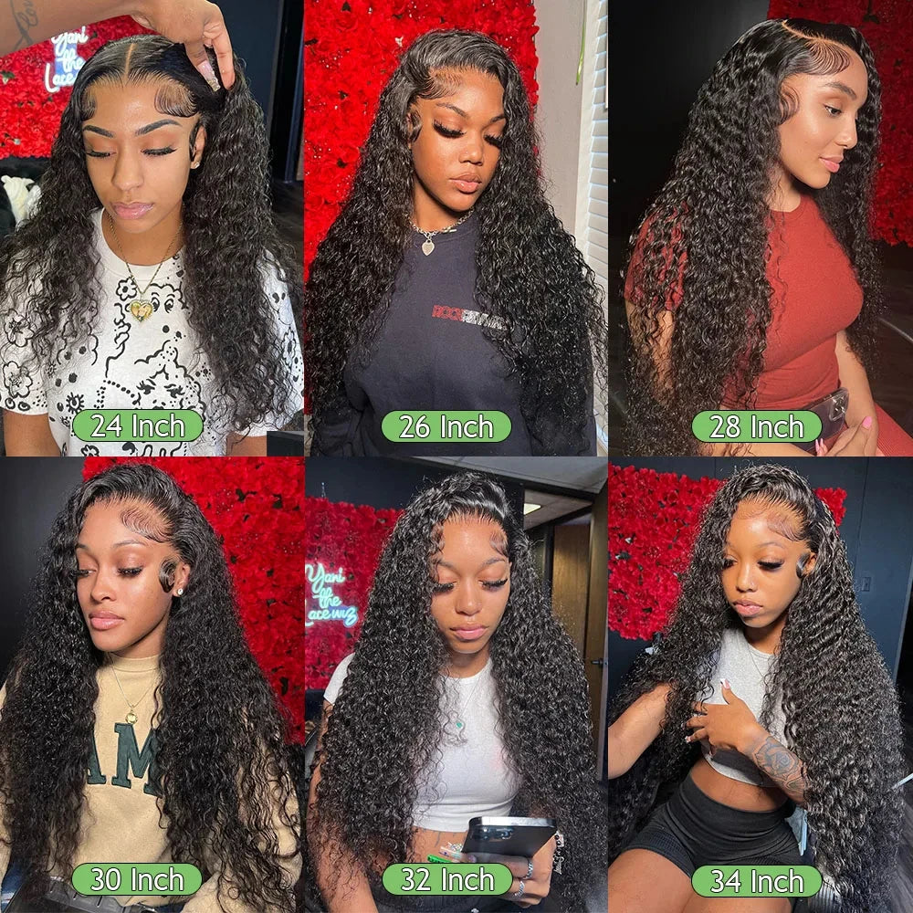 13x6 Hd Lace Frontal Wig Deep Wave 250 Density Curly Human Hair 100% Preplucked Water Wave Front Wigs For Black Women Brazilian