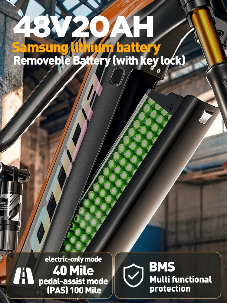 OTIDA OT80 Electric Bike 2000W Dual Motors,48V20AH Battery Long Range,26Inch MTB Electric Bicycle for Adults,Off-Road Ebike