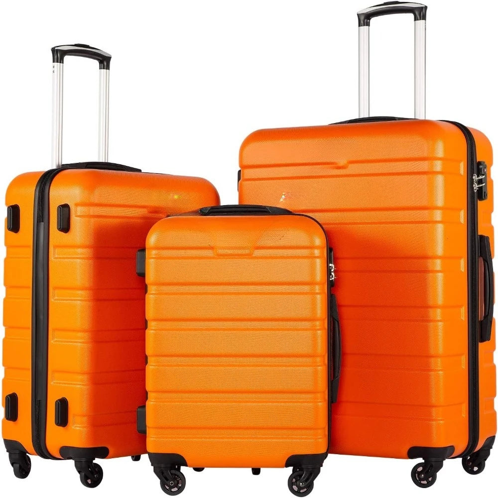 Free Delivery - High quality Luggage 3 Piece Set Suitcase Spinner Hardshell Lightweight TSA Lock,Durable & Sturdy (orange) - NEW