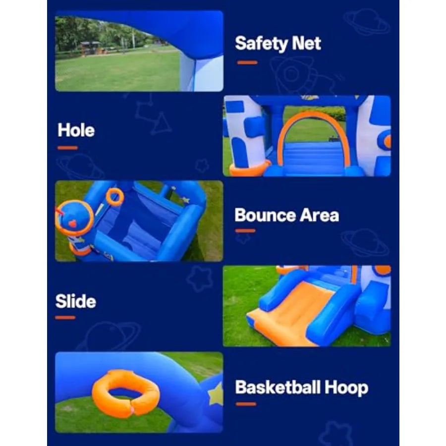Bounce House Inflatable Bouce House for 36 with Basketball Hoop Jump Area and Slide SpaceThemed Inflatable Bouncy Castle with A