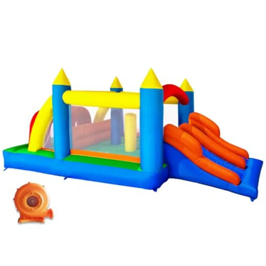 16.3x7.2FT Kids Inflatable Obstacle Bounce House with Dual Racing Slides, Crawl Tunnels, Climbing, Obstacles, Jumping All in One