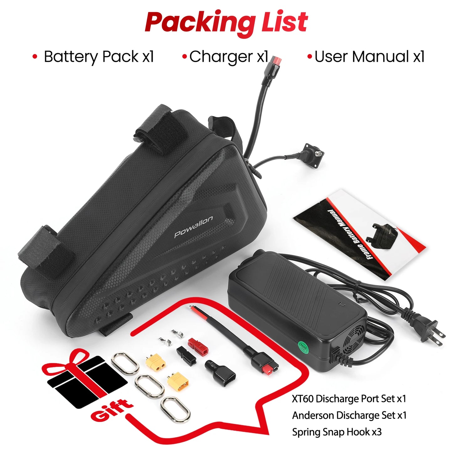 36V 48V EBIKE Battery - 10AH 13AH 20AH Options, E-Bike Triangle Battery with Hard Case Waterproof Case Bag, A+ Branded Cells