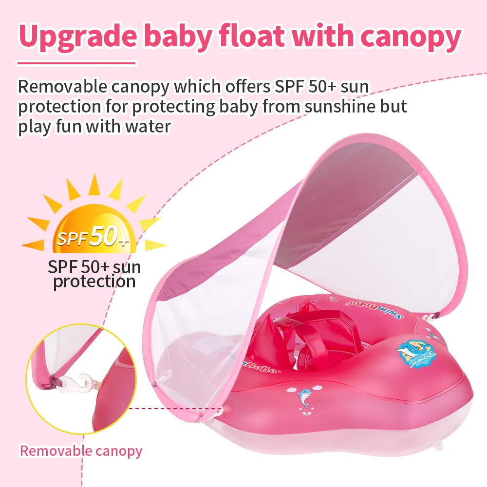Baby Swimming Float With Canopy Inflatable Infant Ring Kids Pool Accessories Circle Bathing Summer Toys