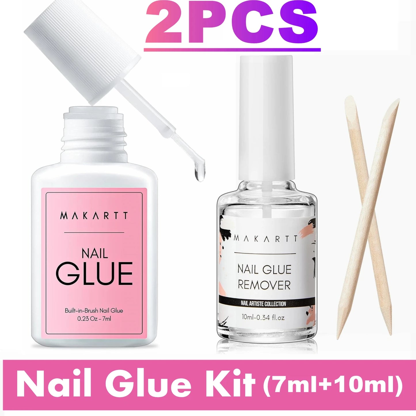 Makartt Nail Glue with Glue Remover Kit,  Super Strong Nail Glue for Acrylic Nails Press On Nails,30ML/ 50ML Glue off Debonder