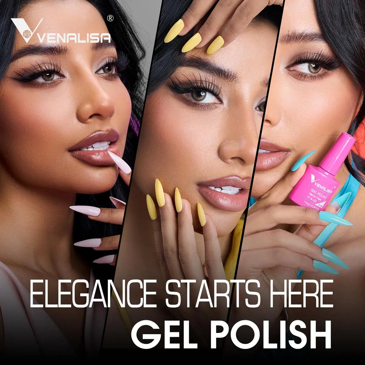 7.5ml VENALISA Gel Nail Polish Set VIP4 Hema Free NailManicure Soak off Base Nowipe Topcoat UV LED Nail Gel Varnish Kit