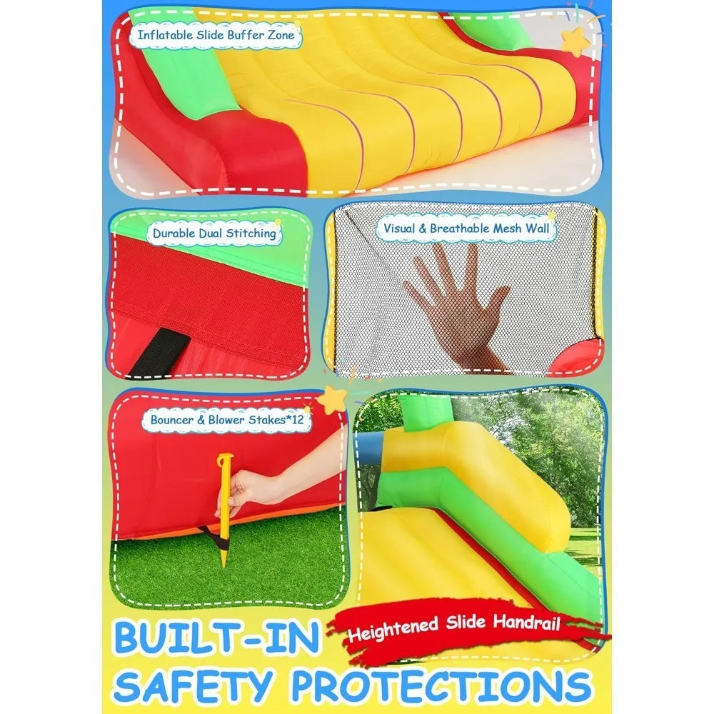 Free Delivery , Inflatable Bounce House Obstacle Course for Big Kids 3-6 8-12 with Large Slide, Racing Crawl Tunnels - Hot Sale.