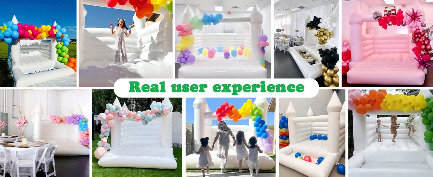US Stock Inflatable White Bounce House PVC Inflatable Bouncy Castle/Moon Bounce House/Customization Party Wedding Bouncer Jumper