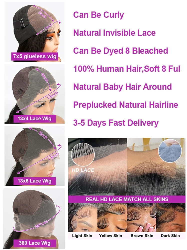 46 Inch Curly Wigs Deep Wave Human Hair 13x6 Lace Frontal Wigs 300% Density Glueless Wigs Human Hair 13x4 360 HD Lace Front Wigs