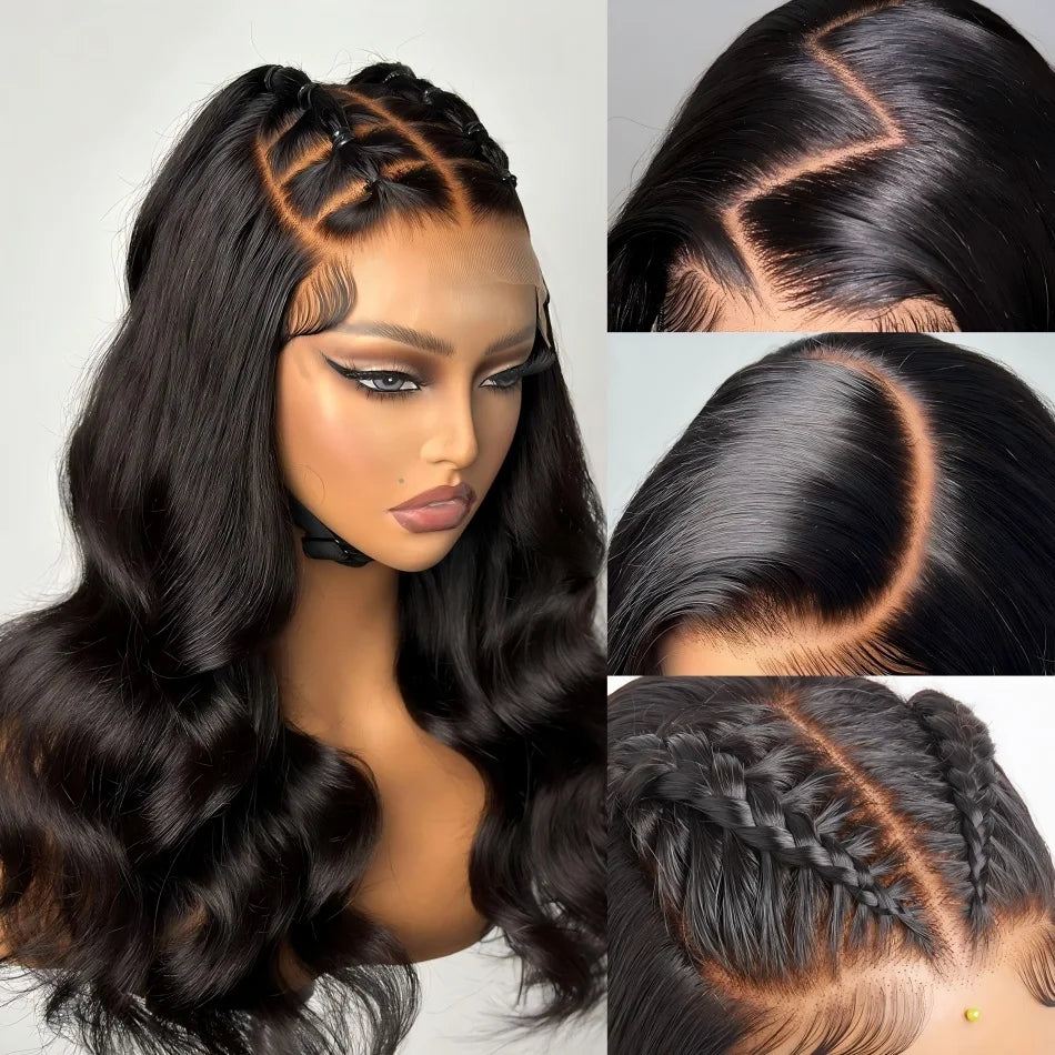 13x6 Lace Front Wigs Human Hair 180 Density Hd Body Wave Lace Frontal Human Hair Wigs For Women Glueless Pre Plucked Black Wig