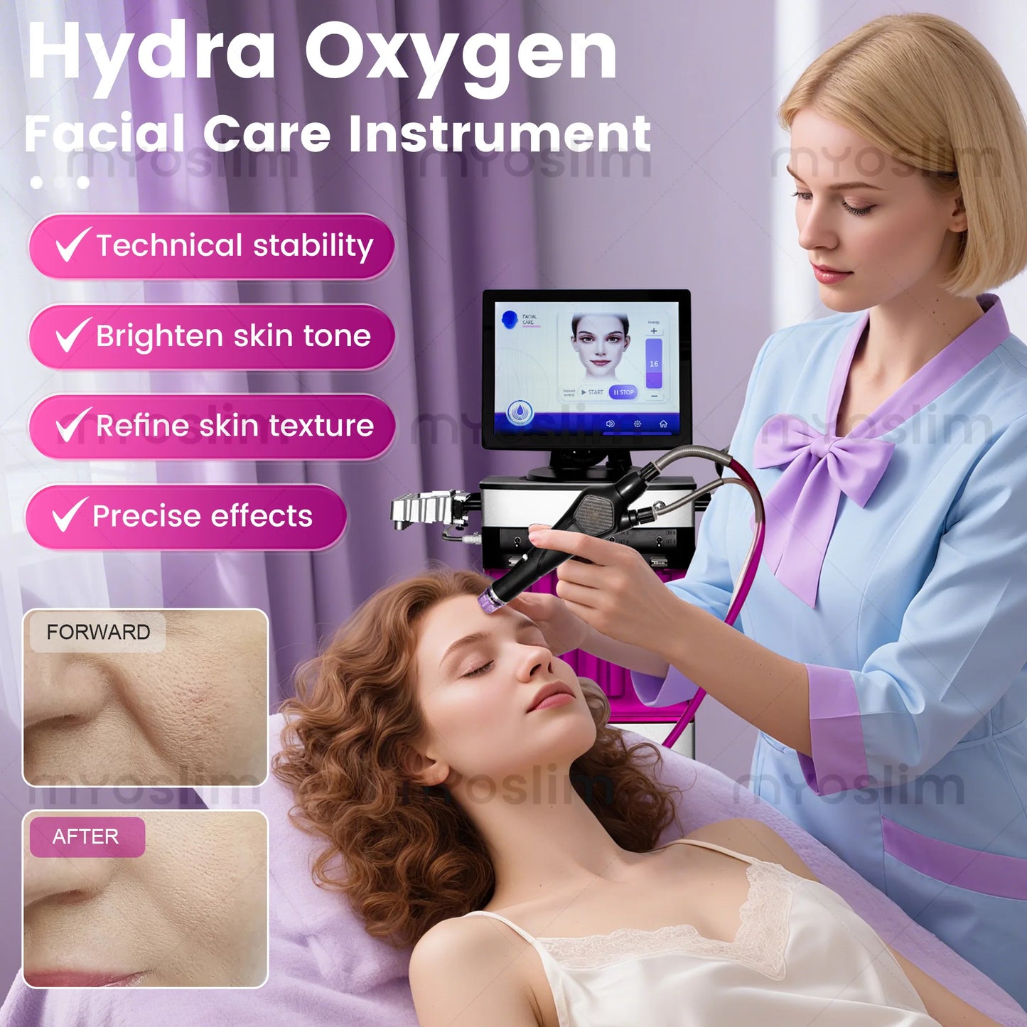 Hydra Oxygen Facial Machine Ultra Clear Deep Cleansing Skin Revitalizing Pore Minimizer Moisturizing Equipment AntiAging Beauty