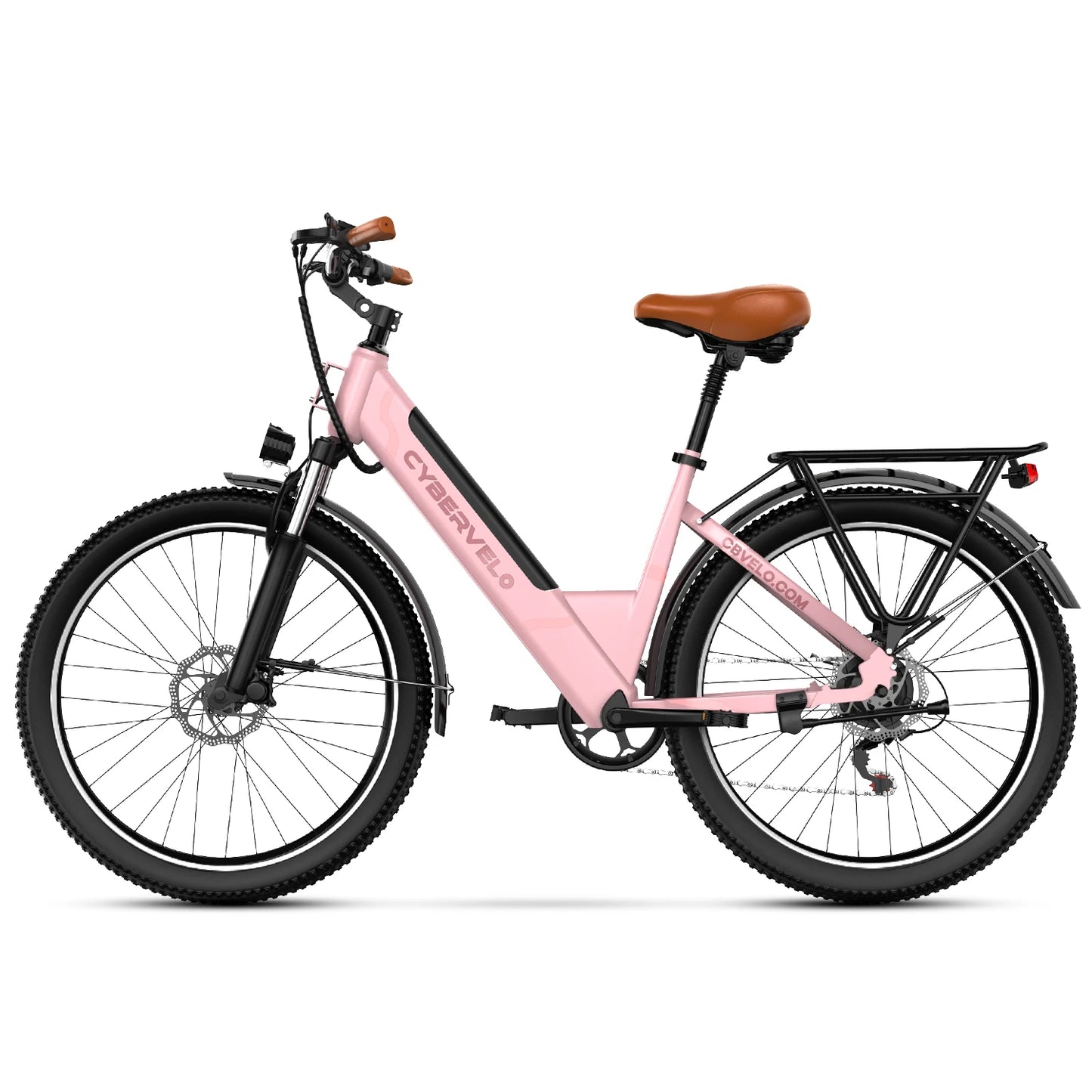 Cybervelo EK2 48V 1000W Peak Motor, Removable Battery 7-Speed Shift Urban Commute EBike, 26" City Ride Long Range Electric Bike