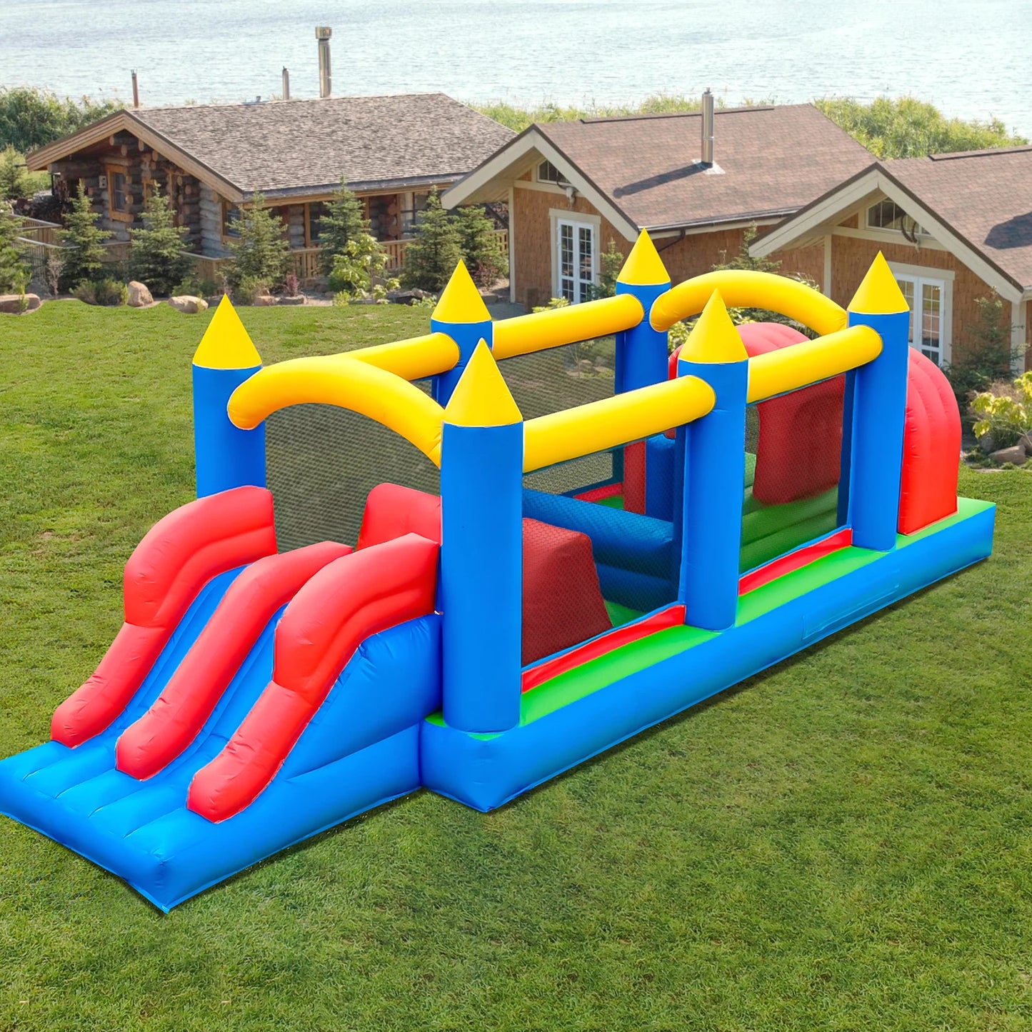 7.3x2.4x2.4m Commercial Grade Inflatable Obstacle Course Bounce House for Kids