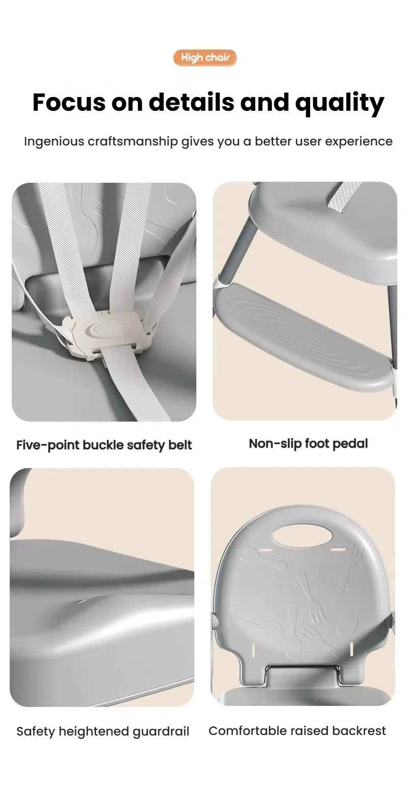 Baby High Chair High Chair Table Combo Baby Eating Chair for Babies Dining Chairs Adjustable Height Easy to Assemble High Chair