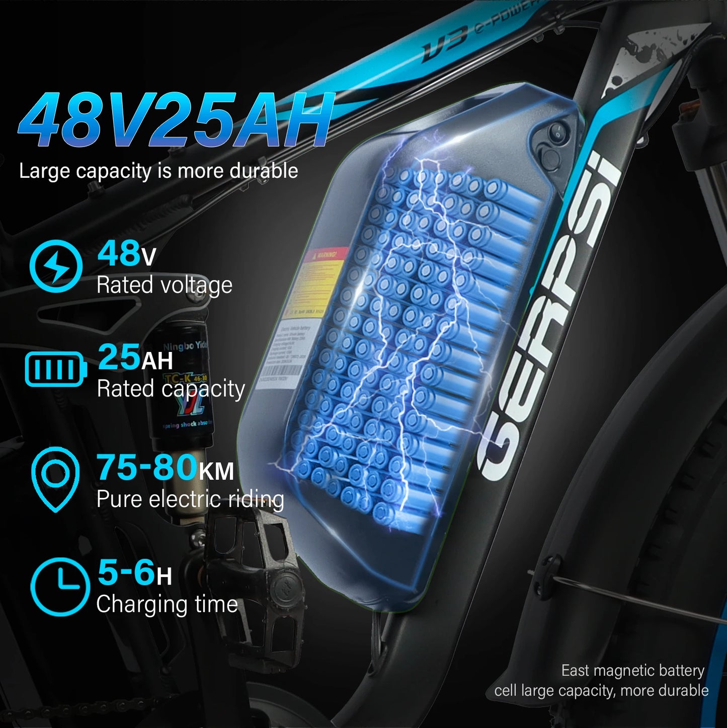 Ebike 2025 new model DP-2603 3000W dual motor 48V25AH lithium battery 26*4.0 fat tires completely suspended adult off-road elect