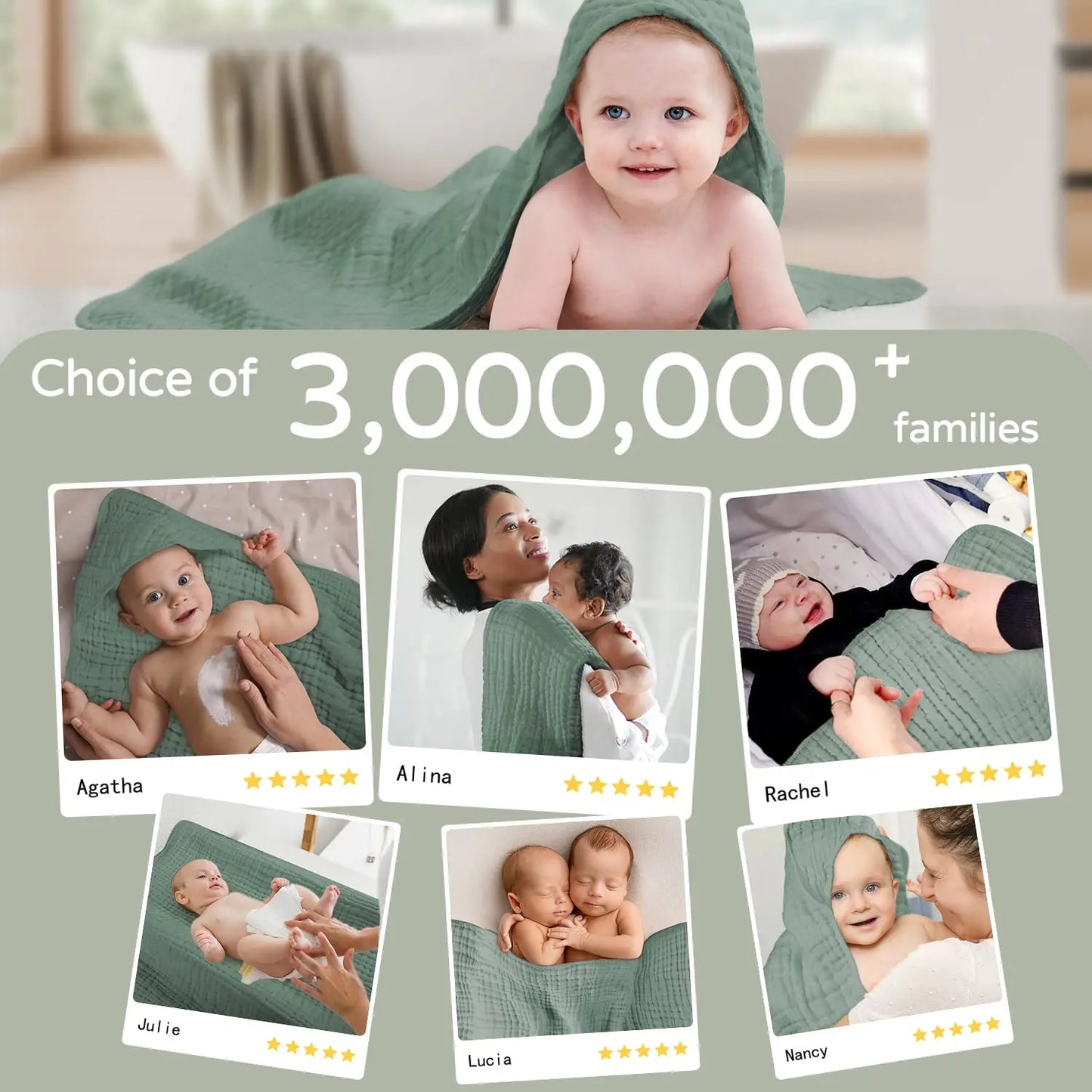 2pcs Hooded Baby Towels for Newborn 35*35inch 100% Muslin Cotton Baby Towel with Hood Warm Sleeping Swaddle Wrap for Infant, Kid