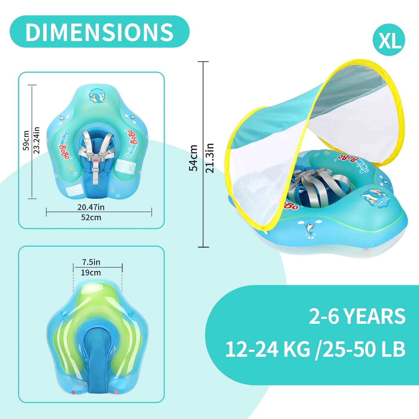 Swimbobo New Upgrades Mesh More Safety Soft Ventilate Seat Pocket Baby Inflatable Swimming Floating Kids Ring Circle Summer Toys