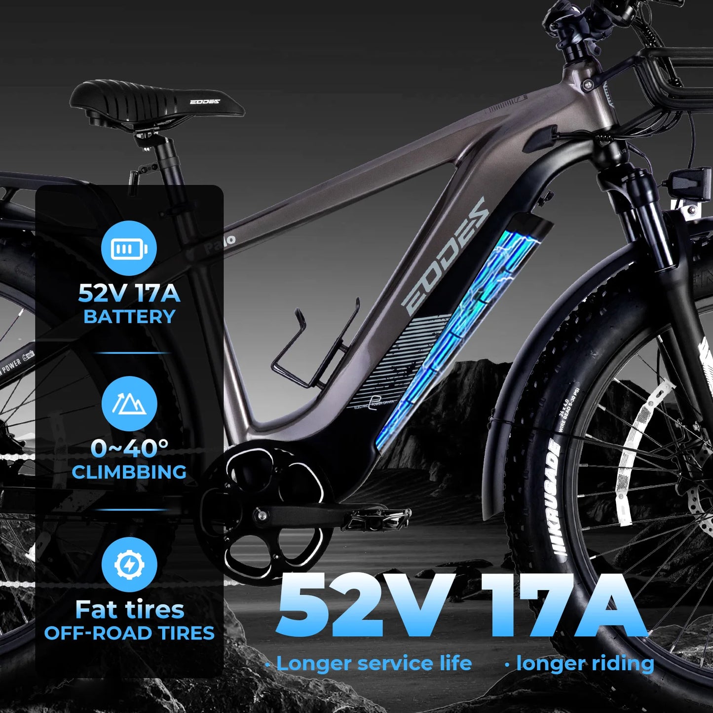 Adult electric bicycle 750W52Vdetachable battery electric bicycle 26inch thick tire front shock absorber mountain electric bicyc