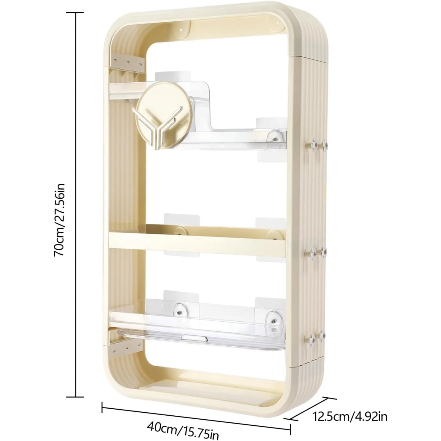 Wall Mount Makeup Organizer,Adhesive Shelf Bathroom Shelves for Wall, Perfume Organizers with Tissue Hole No Drilling Hang Walls