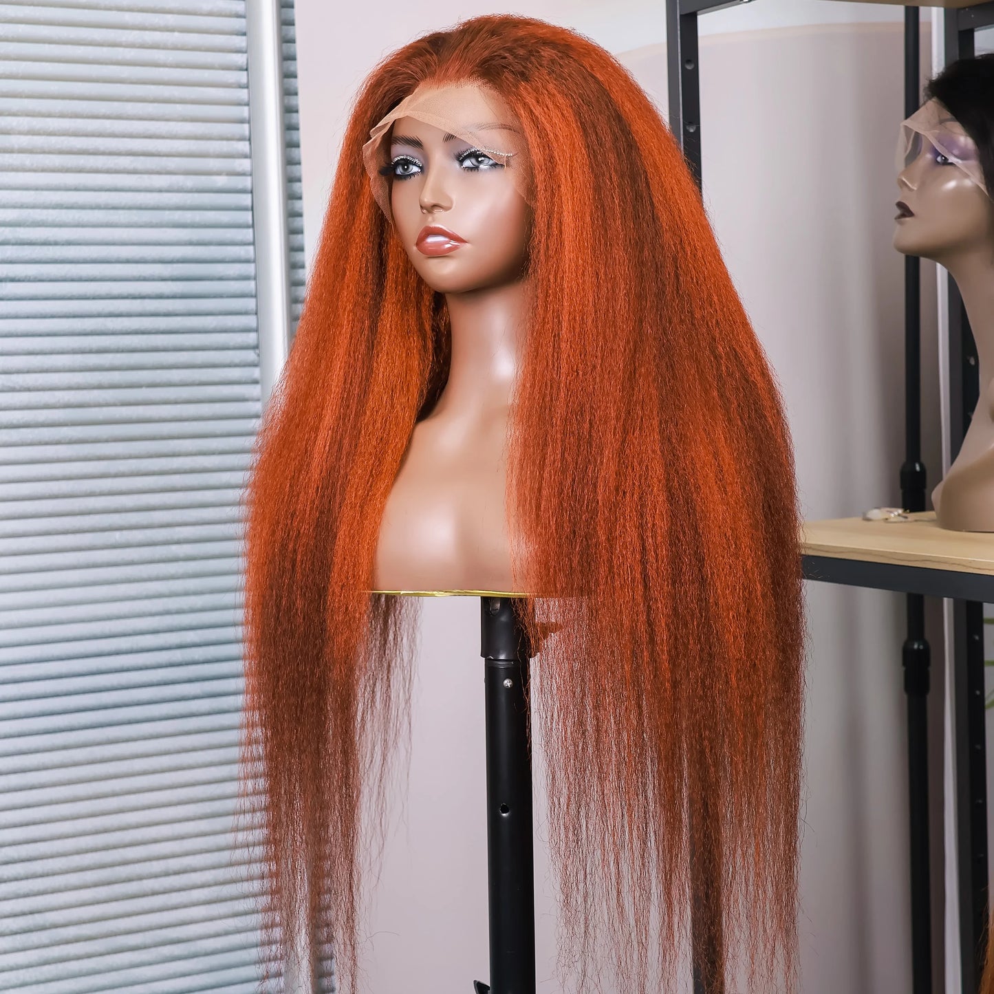 Kinky Straight 4/350 Highlight 13x6 HD Lace Frontal Human Hair Wigs Ginger Brown Piano Colored Yaki Straight Human Hair Wig 200%