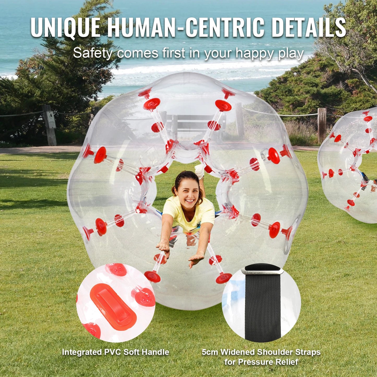 SucceBuy Inflatable Bumper Ball 4FT/1.2M Body Sumo Zorb Balls for Teen & Adult 0.8mm PVC Bubble Balls Bumper Bopper Toys