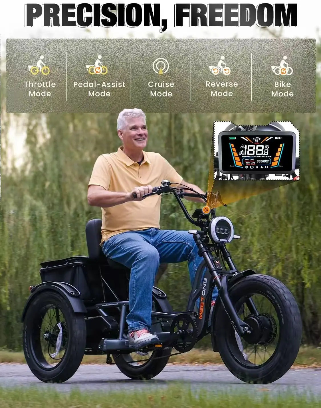 High Power Remote Dual Motor Dual Battery 3 Wheel E Cargo Tricycle Adult Sand Snow Fat Tire Electric Delivery Tricycle