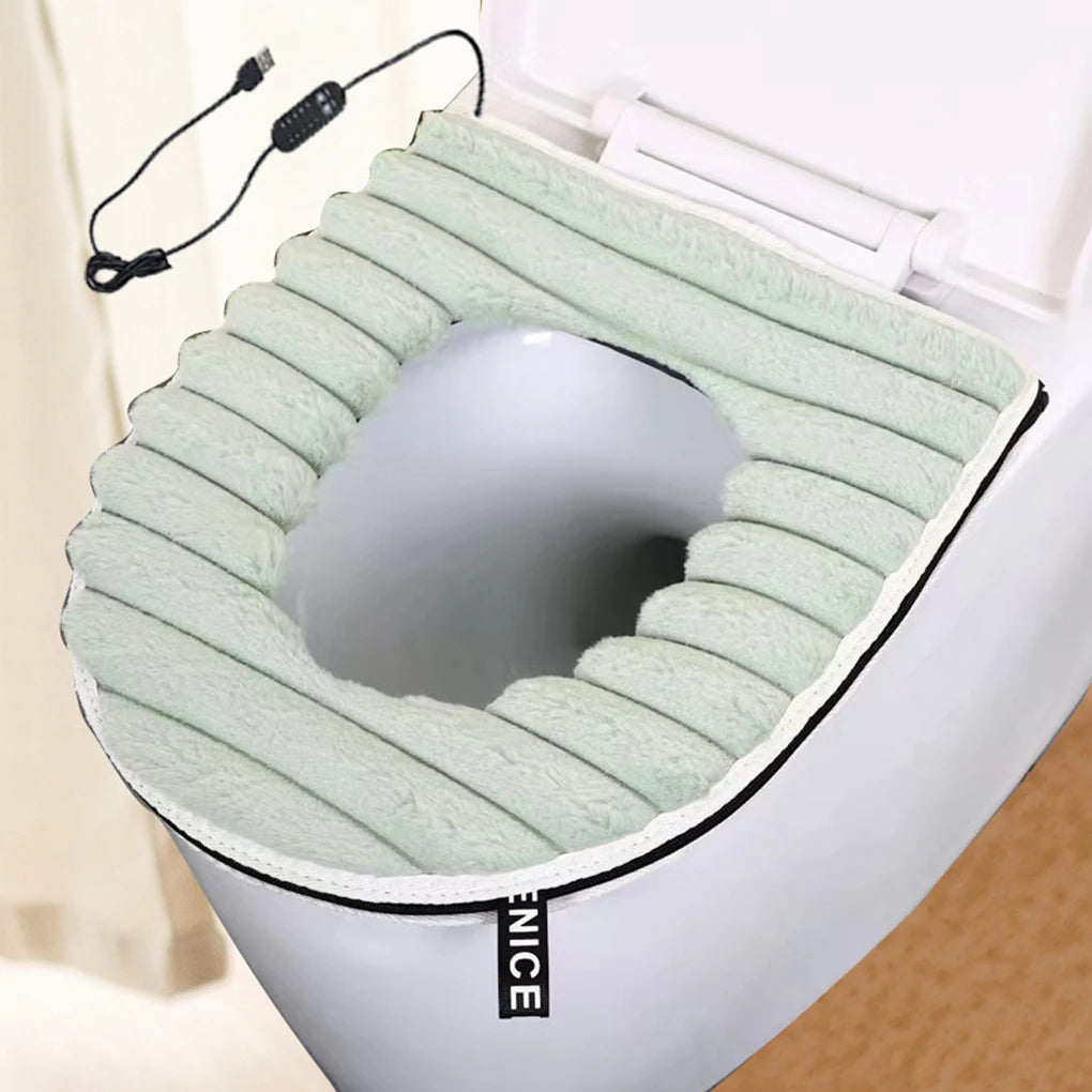Bathroom Cushion Cover Universal Fit Easy To Clean Quick Release Seat Heated Toilet Seat Cover khaki