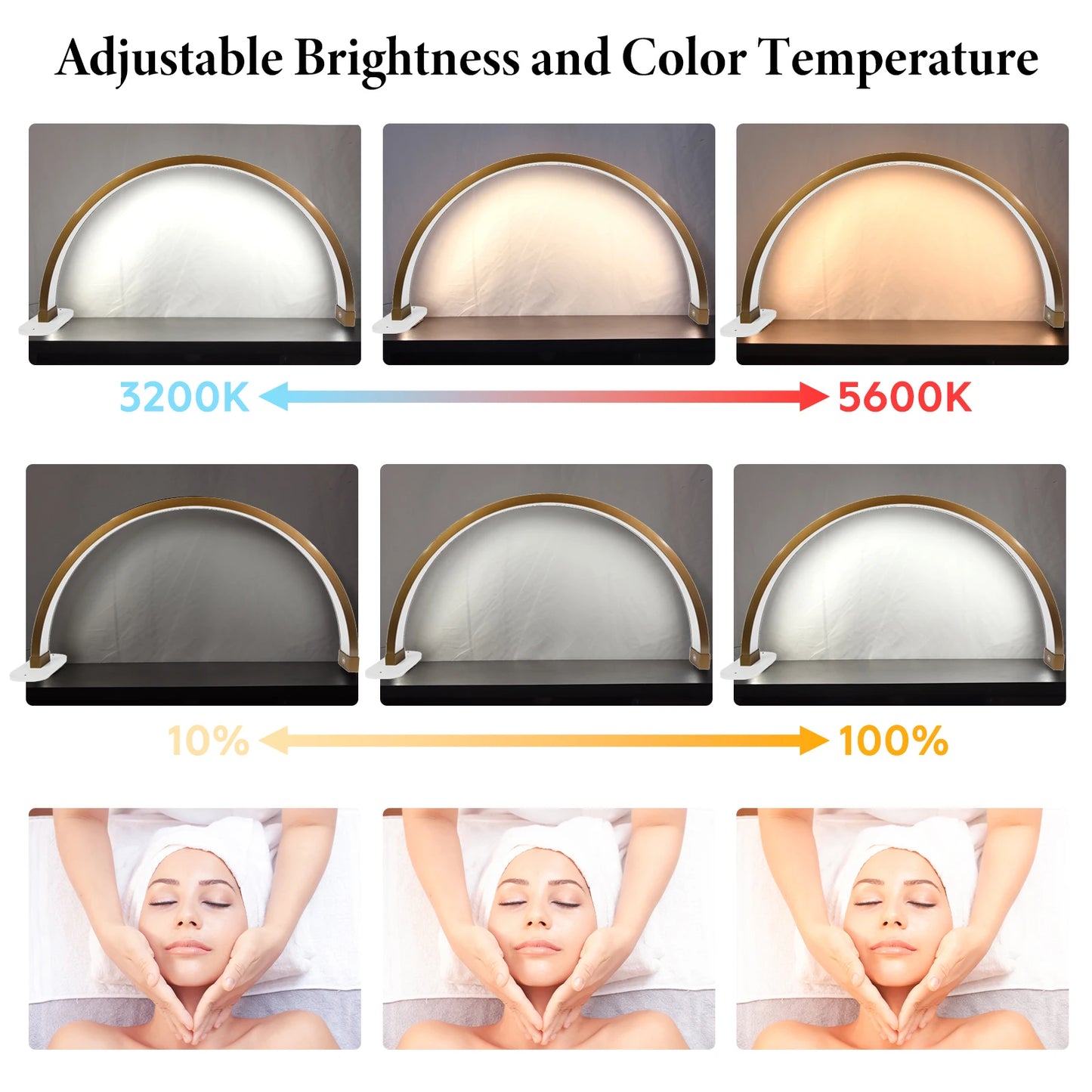 Fosoto Gold Half Moon Lamp 45W Nail Moon Light Manicure Beauty Salon LED Light Lash Lamp Manicure Lamp Nail Art Light