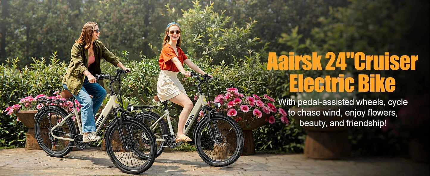 Aairsk SU7 E-bike 250W Motor 36V13AH City Commute Electric Bike 24 inch Tire NFC Key Men and women cycling Electric Bicycle
