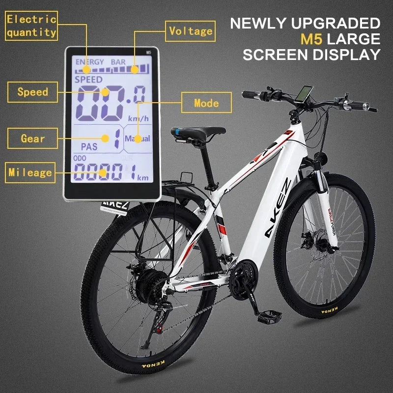 New Electric Bicycle 350W motor 36V10.4AH battery 27.5thin tires Mountain Snow Transportation City E-Bike 21 speed Electric Bike