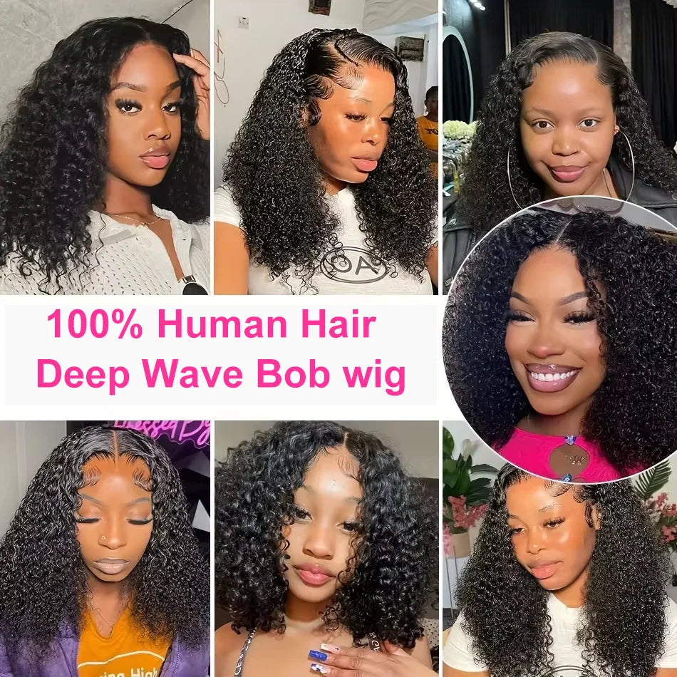 CEXXY Short Bob Wig 13x6 HD Lace Frontal Wig Jerry Curly Human Hair Wig Water Wave 13x4 Lace Remy Human Wig For Women On Sale