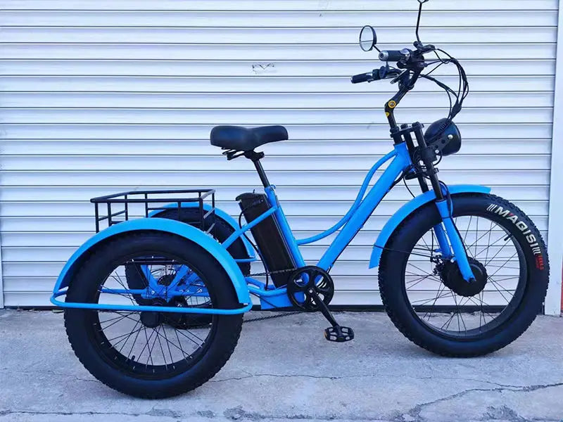 New Electric Tricyle Adult Electric Bicycle 24Inch Fat Tire 750W48V15AH Mobile Battery Mountain Ebike 3Wheel Electric Cargo Bike