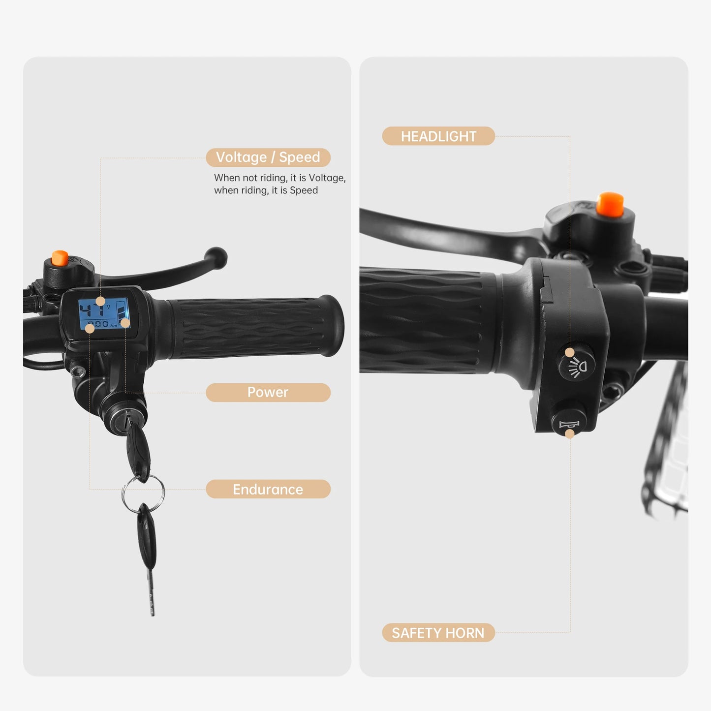 Areyourshop Electric Tricycle with Seat, 500W 48V 13A Electric Snow Bike, 3 Wheel Fat Tire E-bike Tricycle for Farmers Market