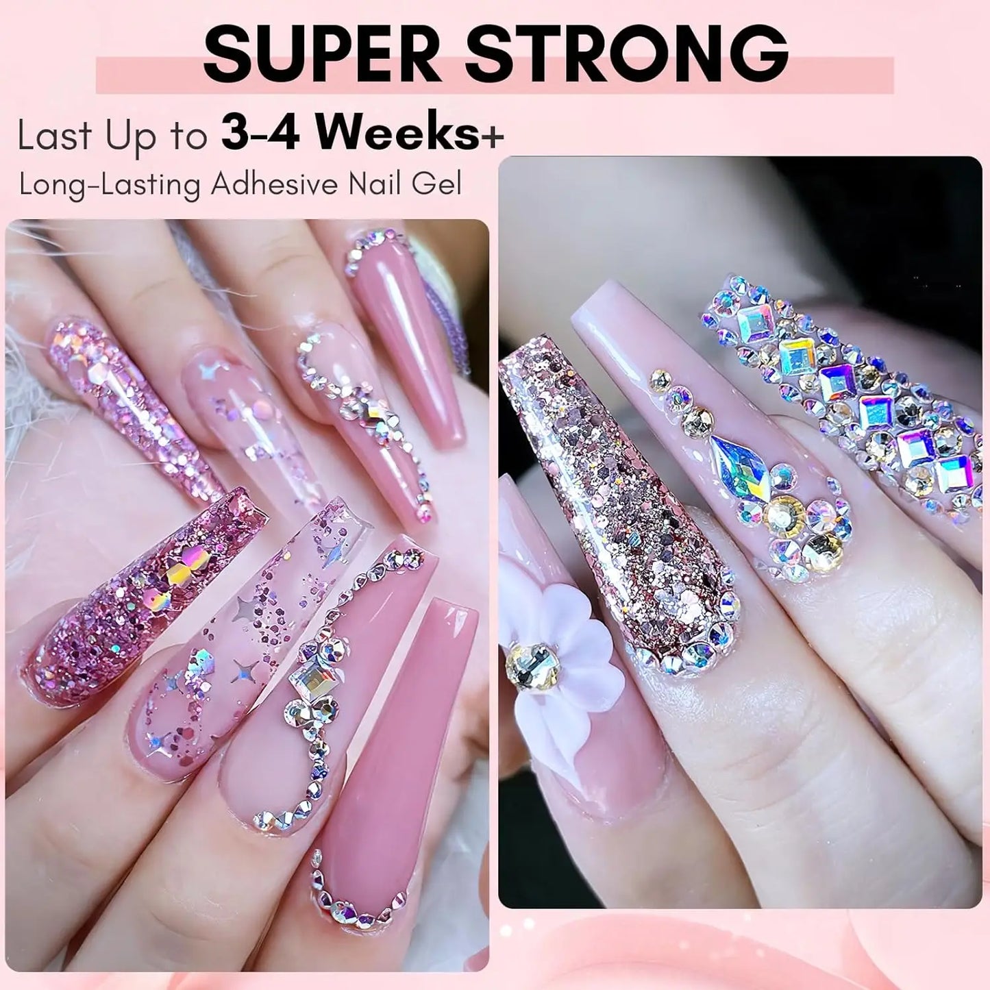 12PCS Makartt Rhinestone Glue for Nails ,Super Strong Gel Adhesive for Nail Salon, 3D Nail Art, Gem Jewelry & Nail Charm Supplie