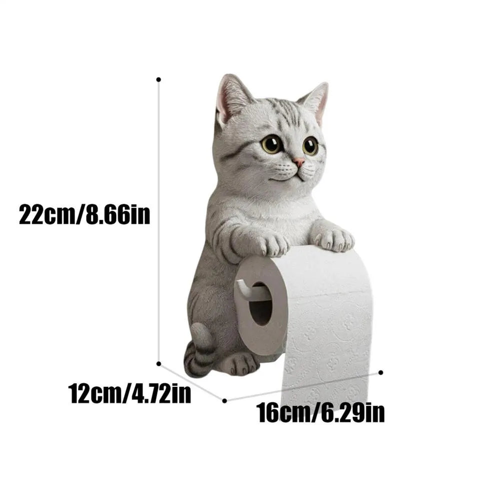 Cute Toilet Paper Holder Wall Mounted Toilet Paper Roll Rack Cat Shape Tissue Dispenser Racks Roll Paper Storage Stand For Home