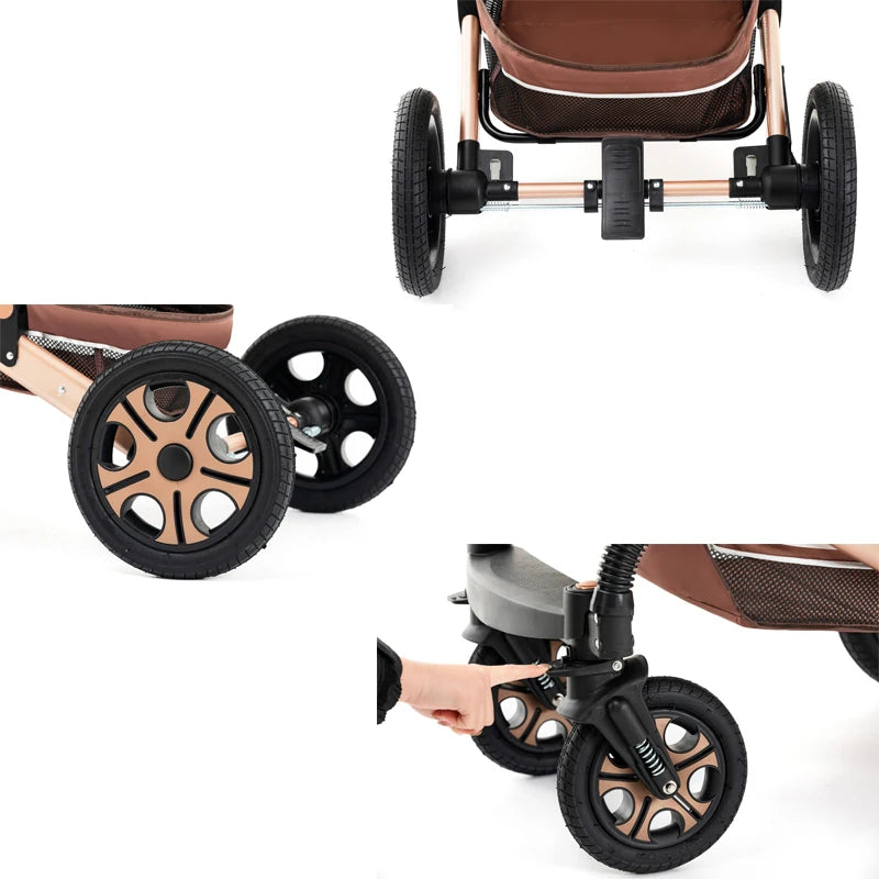 Baby Stroller Combo Car Seat,Baby Travel System with Isofix Base,Baby Carriage 3in1 Reversible Foldable Standard Stroller