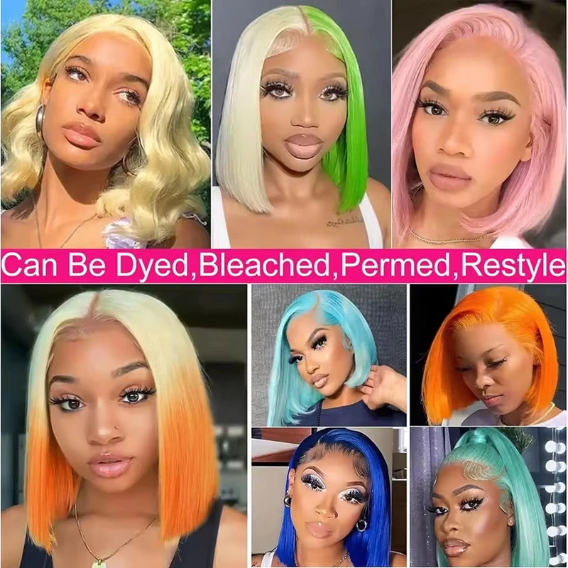 Blonde Bob Wig 613 Human Hair Wig Short 613 Bob Lace Frontal Wig 13x4 Straight Bob Human Hair Wigs #613 Colored Human Hair Wigs