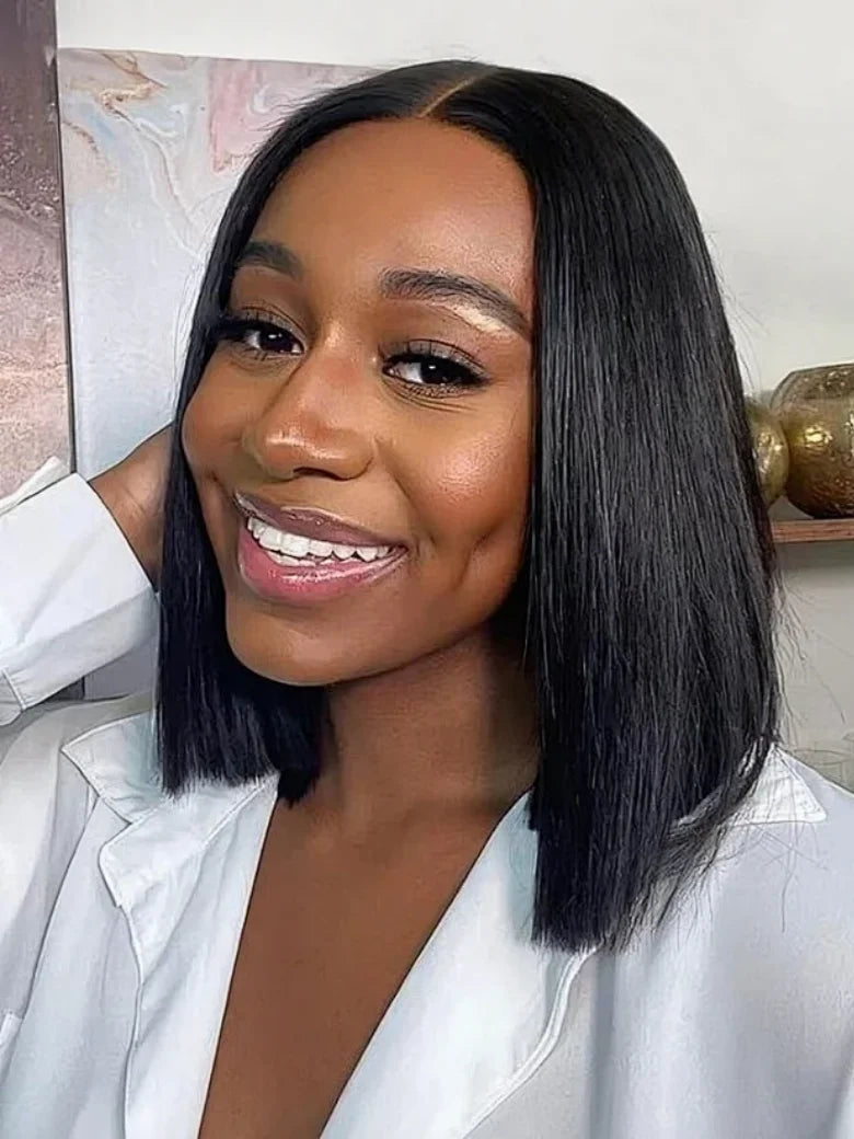 Nadula Hair 7X5 13X4 Yaki Straight BOB Wig Pre cut Lace Pre Bleached Tiny Knots Glueless Bob Lace Front Human Hair Wig