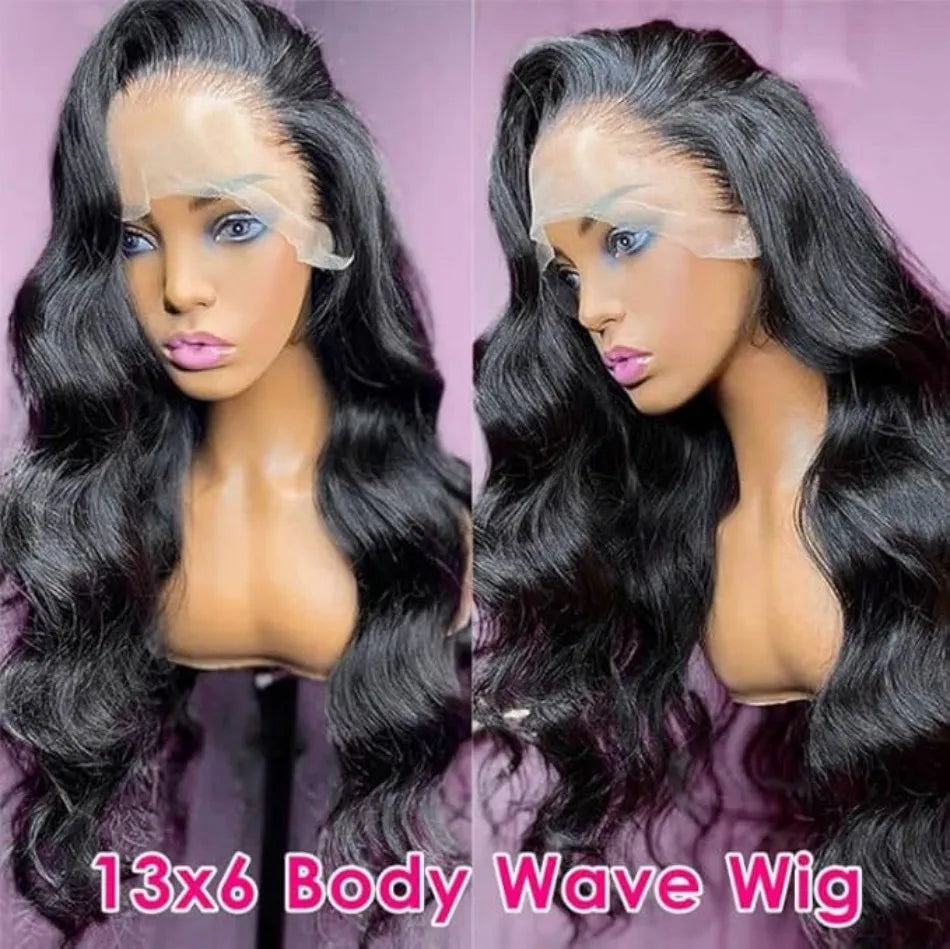 13x6 Lace Front Wigs Human Hair 180 Density Hd Body Wave Lace Frontal Human Hair Wigs For Women Glueless Pre Plucked Black Wig
