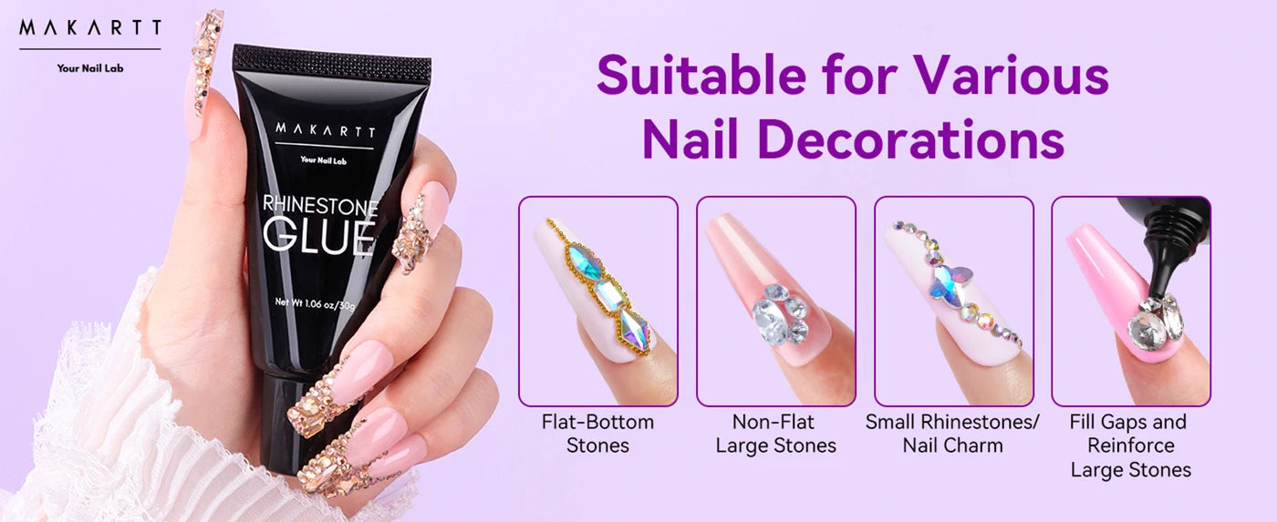12PCS Makartt Rhinestone Glue for Nails ,Super Strong Gel Adhesive for Nail Salon, 3D Nail Art, Gem Jewelry & Nail Charm Supplie