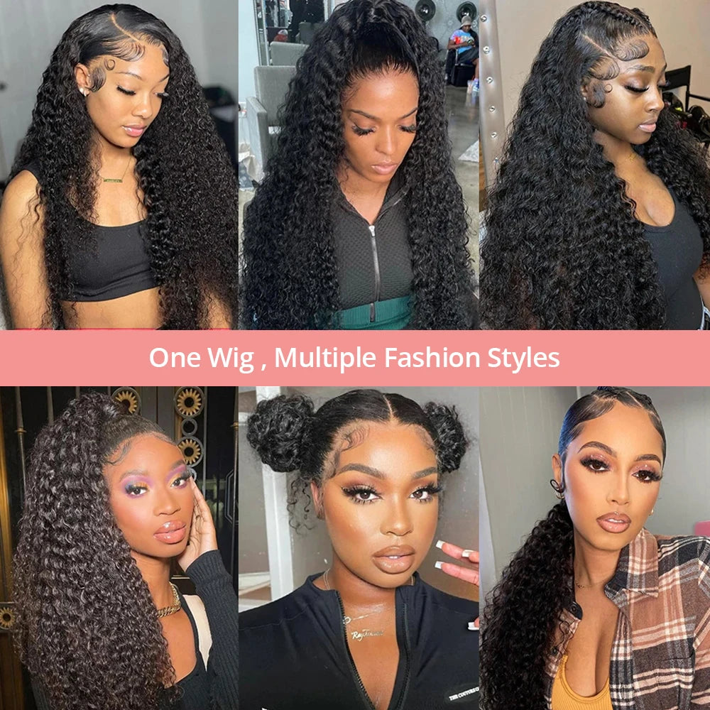 300% Density 13x6 360 FullLoose Deep Wave Hd Lace Frontal Wig 40 46Inch 7x5 Glueless Curly Human Hair Lace Front Wigs For Women