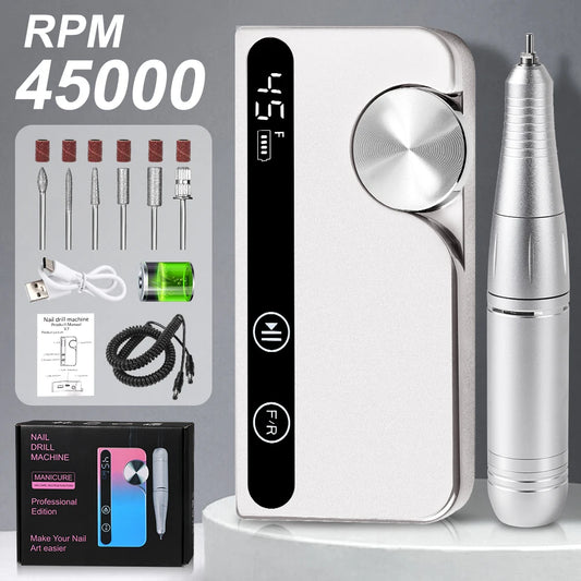 Electric Nail Drill File Professional for Acrylic Gel Dip Powder Nail Portable Machine Kit for Manicure Pedicure Tools Polishing