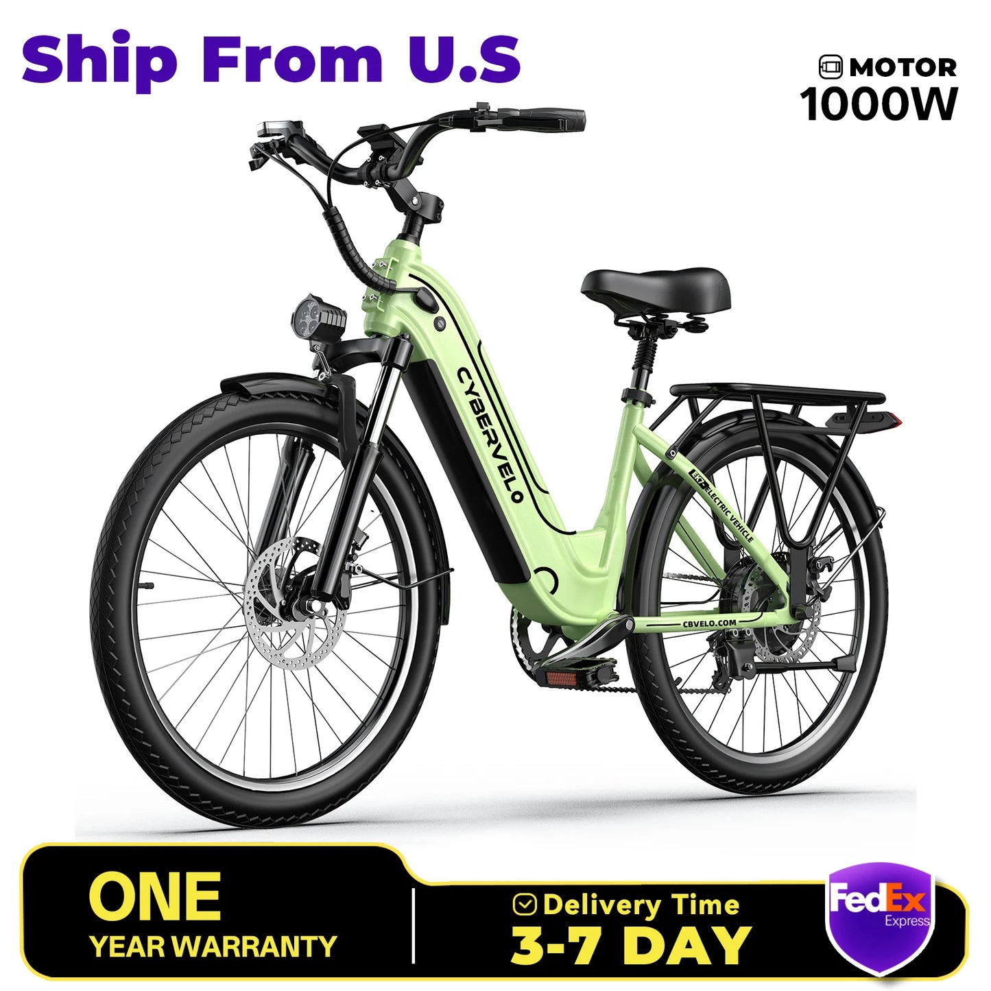 Cybervelo EK7 26inch electric bicycle for adult , peak 1000W motor ,48V 25Ah battery removeable, shimano 7 speed road bike