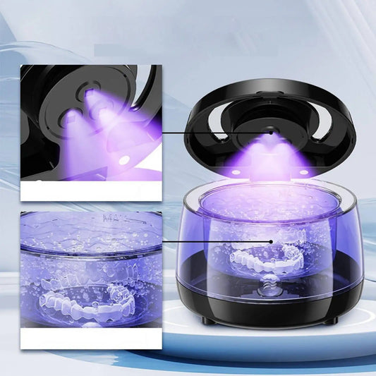Retainer Cleaner Powerful Portable Dentures Cleaner UVC Professional Jewelry Cleaning Machine for Home Travel Teeth Cleaning Pod