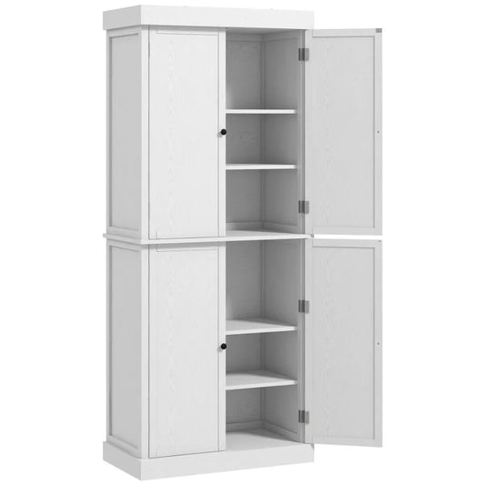 HOMCOM 72"  Cabinet Storage with Doors and Shelves Elegant Kitchen Storage White