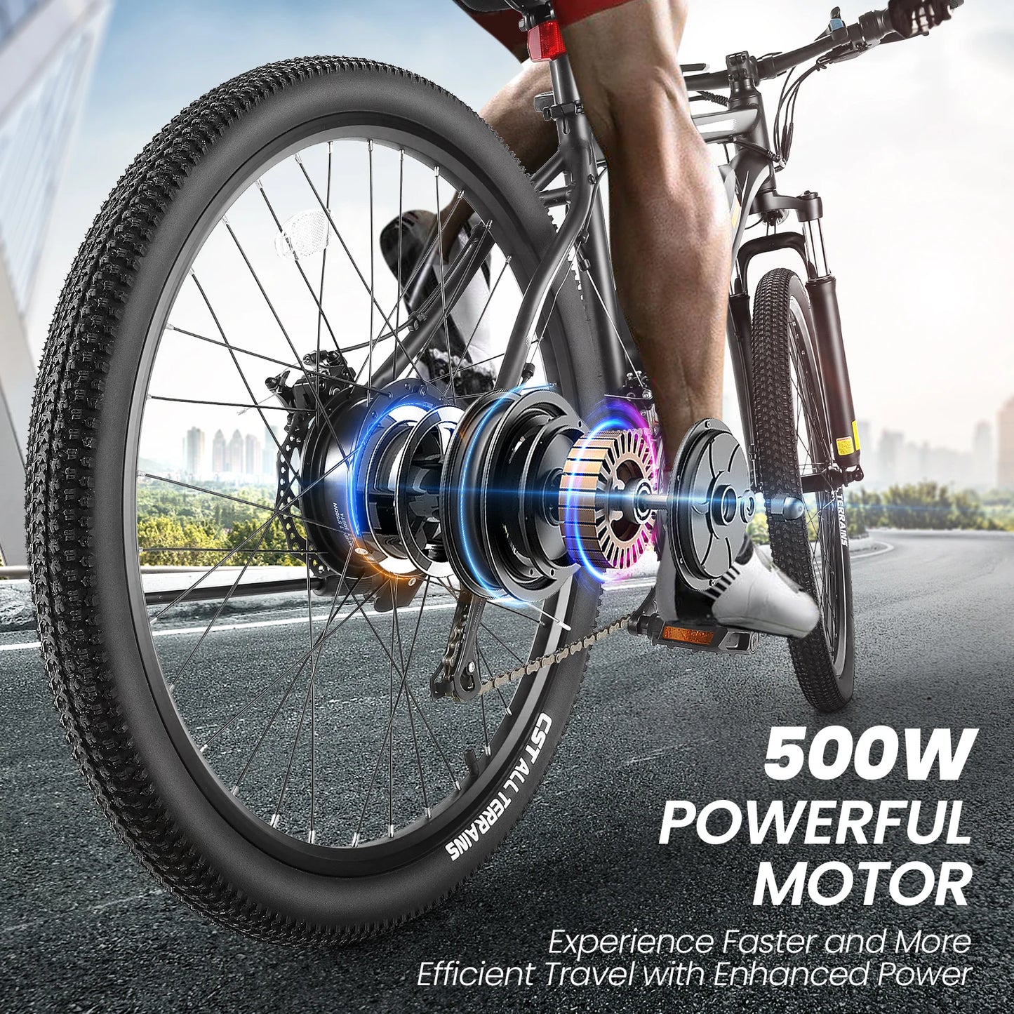 27.5" Electric Bike for Adults, with 500W Peak Motor,499.2WH Removable Battery, Suspension Fork, 21 Speed Gears