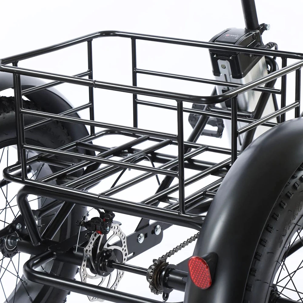 Areyourshop Electric Tricycle with Seat, 500W 48V 13A Electric Snow Bike, 3 Wheel Fat Tire E-bike Tricycle for Farmers Market