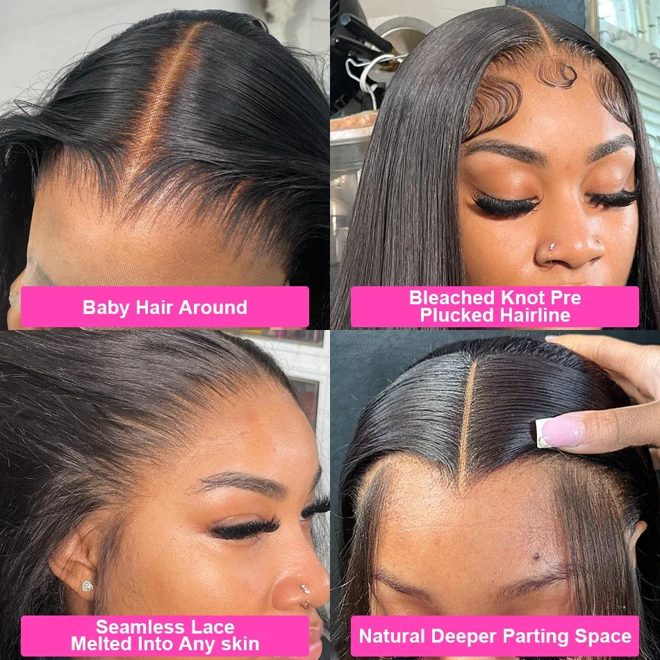13x6 HD Lace Frontal Wig 100% Raw Human Hair Straight Lace Front Human Hair Wigs 250% Full Hair Transparent Lace Wigs on Sale